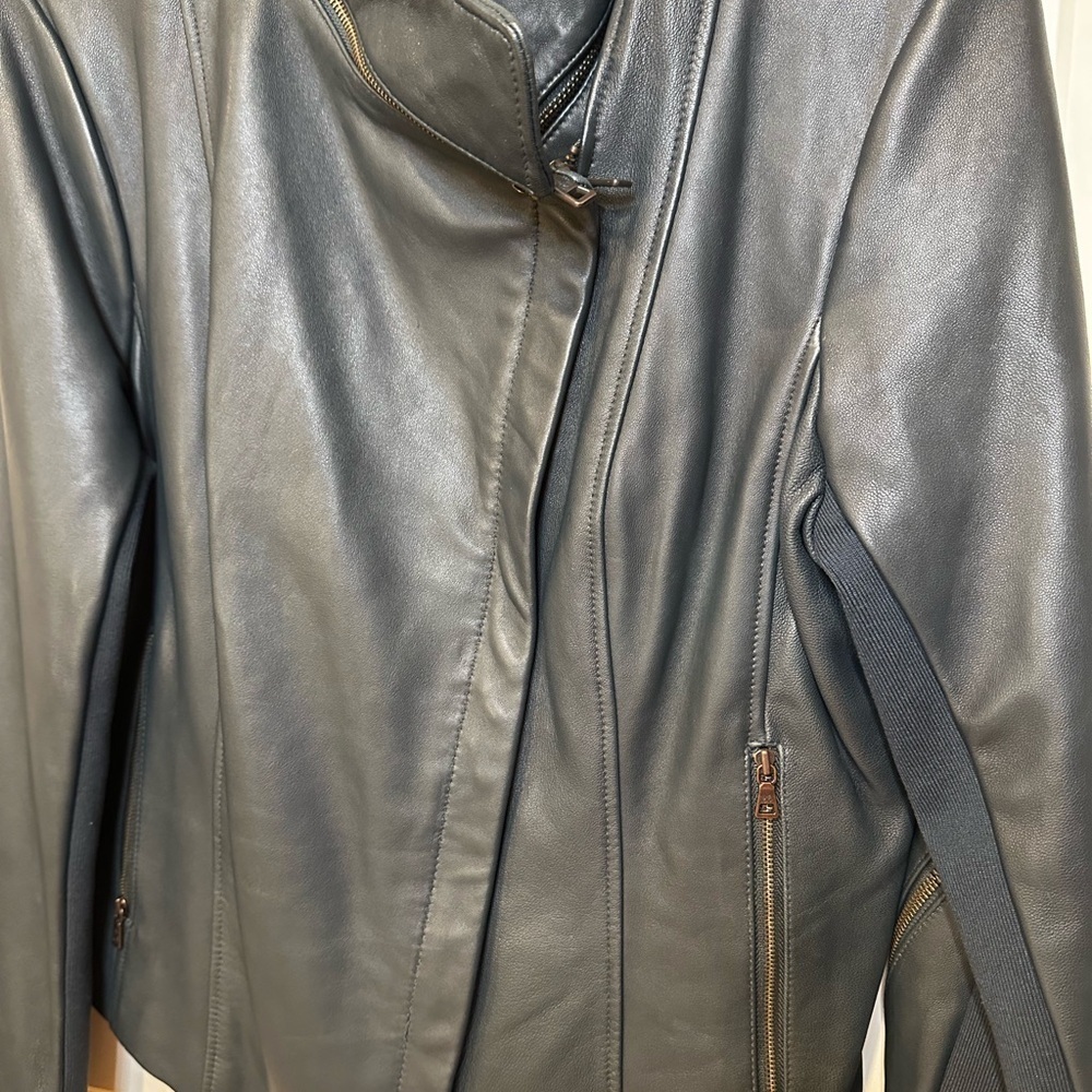 Sam Edelman dark green Leather Jacket - Picture 3 of 16